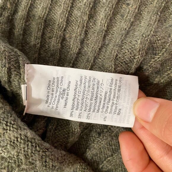 Madewell Mock Neck Sweater XS | Olive Green Ribbed Hem Cozy Knit Pullover - Picture 8 of 8